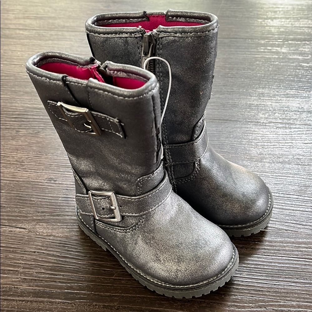 Toddler Girl Gray Zip-up Boots
